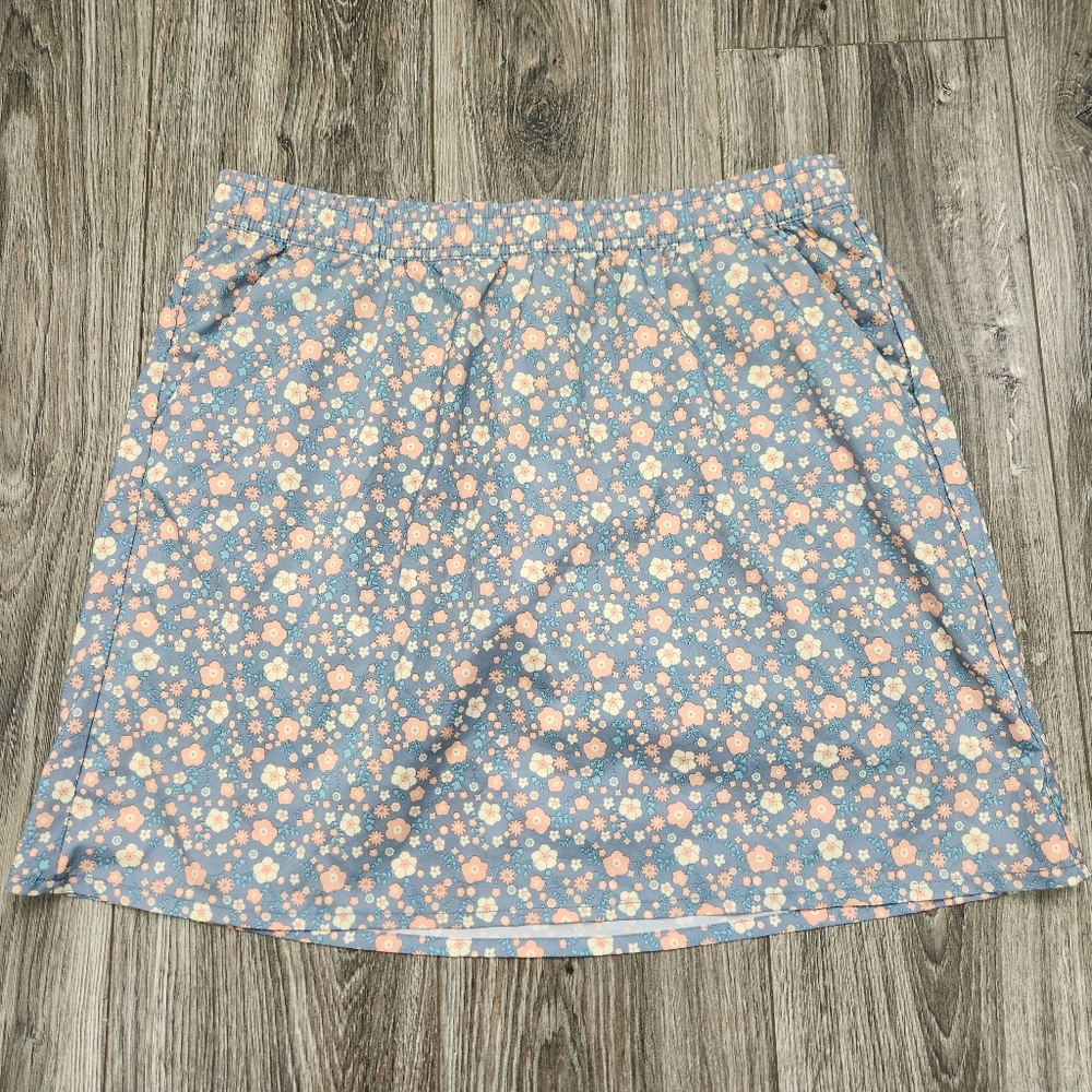 PACIFIC TRAIL Blue Small Flowers Muted Colors Hiking Outdoor Skort Skirt Large